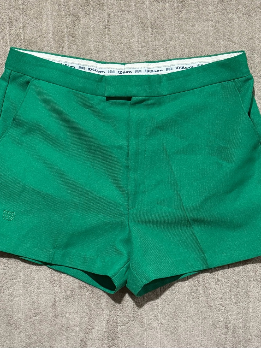 Vintage 80s Wilson Tennis Shorts Green Mens 36R Elastic Waist Made USA Dadcore
